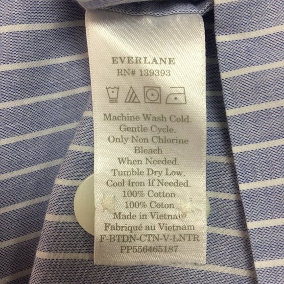 Everlane Women's V Neck 3/4 Sleeve Button Down Striped Blouse Top Shirt 0 Blue - Picture 11 of 12